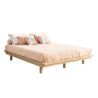 BF-W-B-FLOAT-WD-K-AB Oikiture Bed Frame King Size Wooden Bed Base Timber Floating Beds