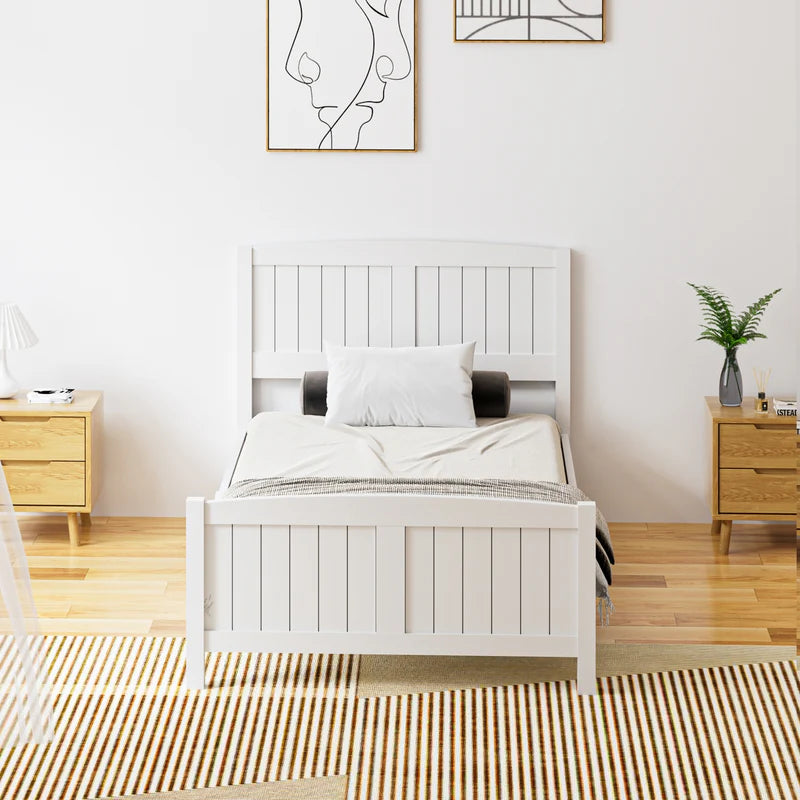 BF-W-B-META-KS-WH-AB Oikiture Bed Frame King Single Wooden Base Timber Platform White