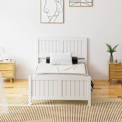 BF-W-B-META-KS-WH-AB Oikiture Bed Frame King Single Wooden Base Timber Platform White