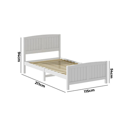 BF-W-B-META-KS-WH-AB Oikiture Bed Frame King Single Wooden Base Timber Platform White