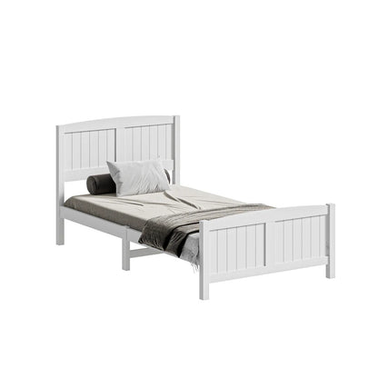 BF-W-B-META-KS-WH-AB Oikiture Bed Frame King Single Wooden Base Timber Platform White