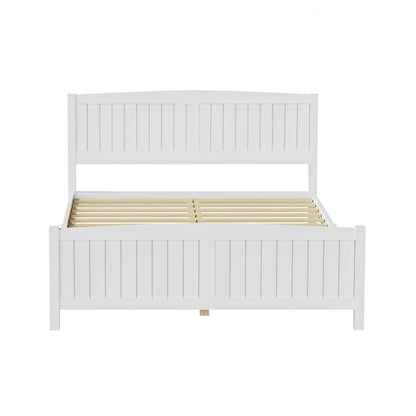 BF-W-B-META-Q-WH-AB Oikiture Bed Frame Queen Size Wooden Base Timber Platform White