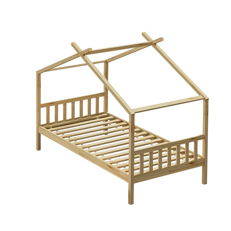 BF-W-B-TOMI-WD Oikiture Bed Frame Wooden Kids Single Timber House Beds