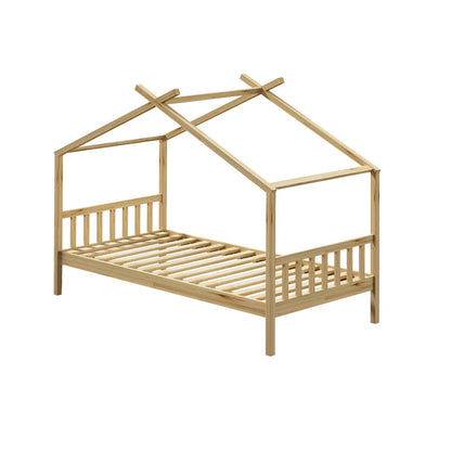 BF-W-B-TOMI-WD Oikiture Bed Frame Wooden Kids Single Timber House Beds