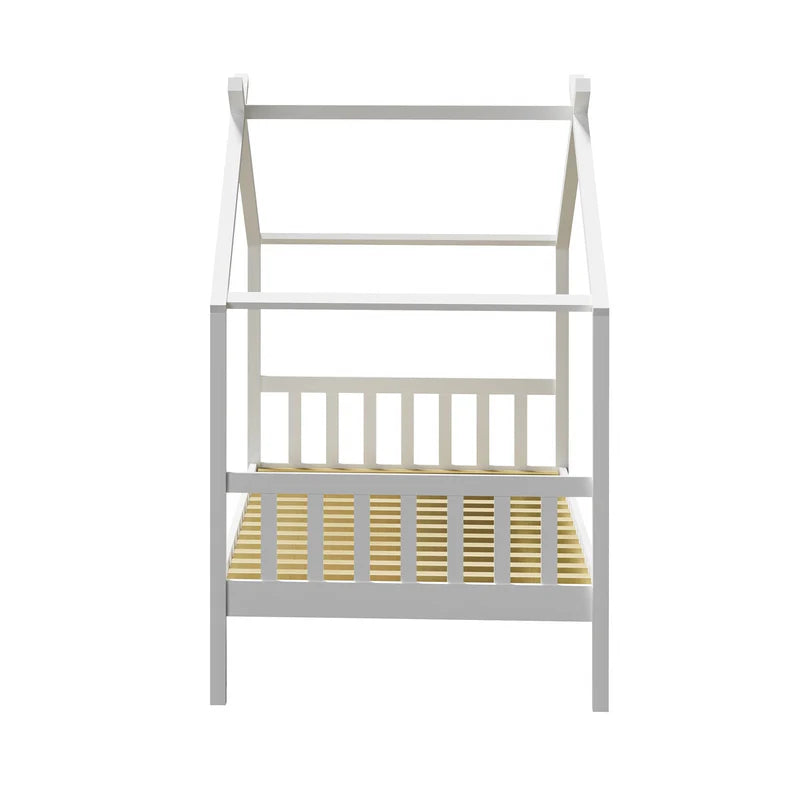BF-W-B-TOMI-WH Oikiture Bed Frame Wooden Kids Single Timber House Beds White