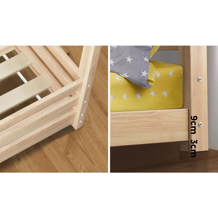 BF-W-B4-WD-AB Oikiture Bed Frame Wooden Single Size Timber House Frame