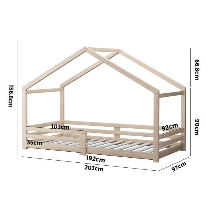 BF-W-B4-WD-AB Oikiture Bed Frame Wooden Single Size Timber House Frame