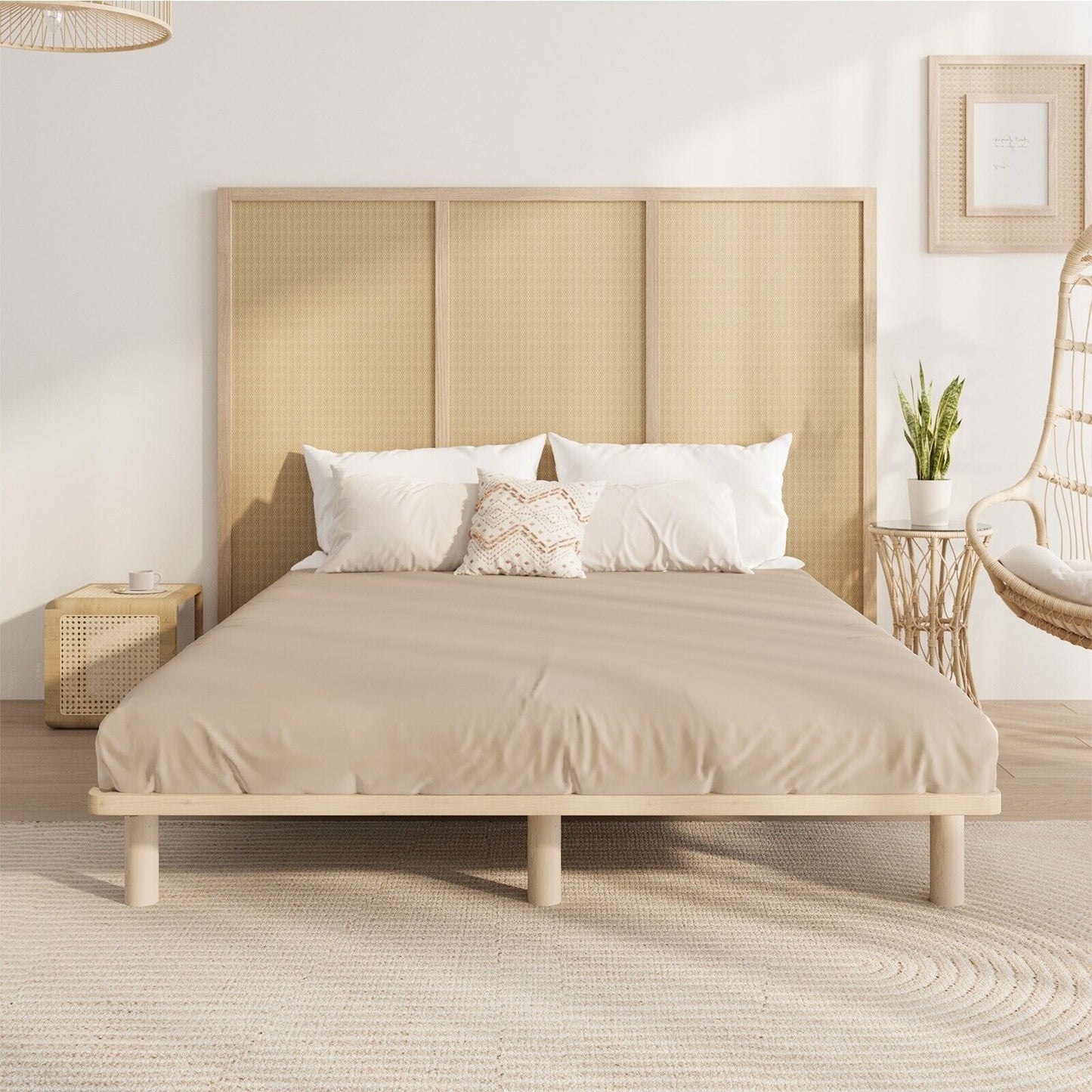 BF-W-C1-KS-WD Oikiture Bed Frame King Single Wooden Bed Base