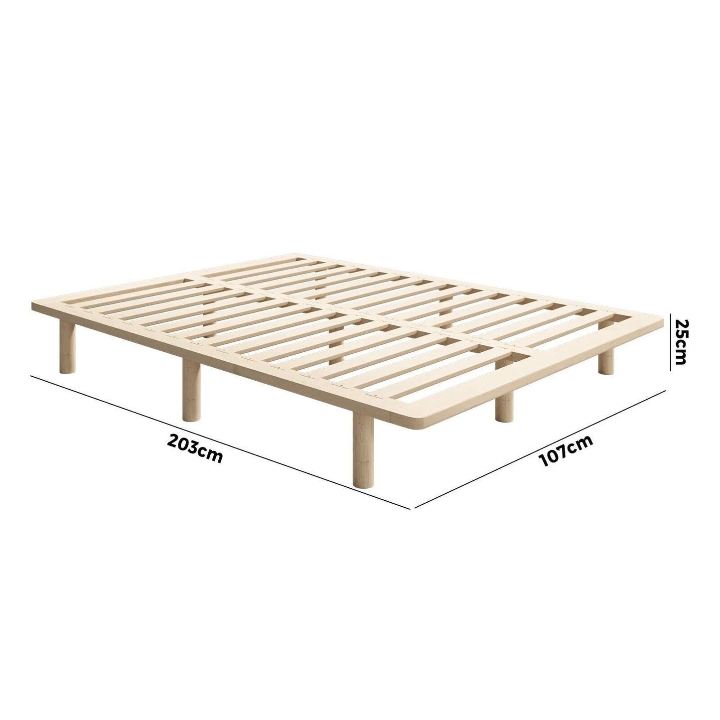 BF-W-C1-KS-WD Oikiture Bed Frame King Single Wooden Bed Base