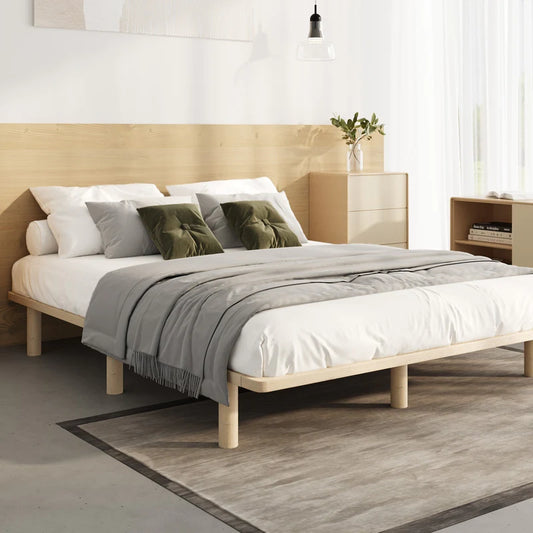 BF-W-C1-Q-WD-AB Oikiture Bed Frame Queen Size Wooden Bed Base Platform Timber
