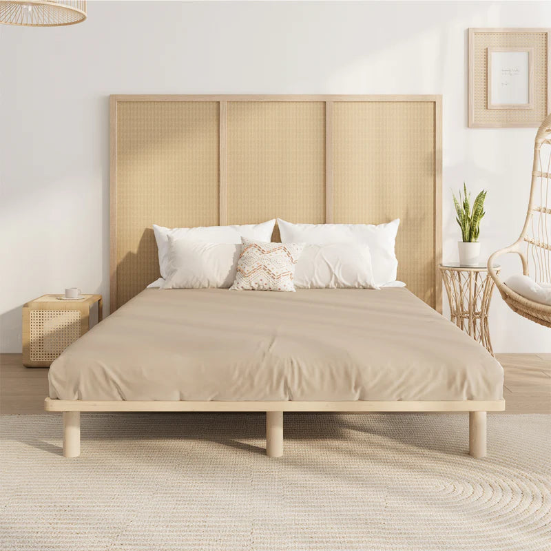 BF-W-C1-Q-WD-AB Oikiture Bed Frame Queen Size Wooden Bed Base Platform Timber
