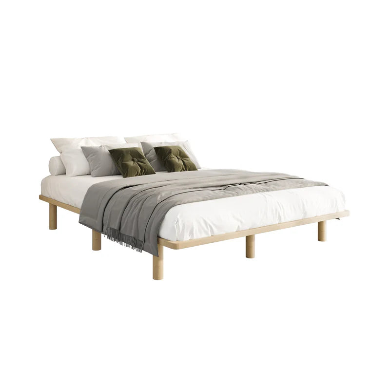 BF-W-C1-Q-WD-AB Oikiture Bed Frame Queen Size Wooden Bed Base Platform Timber