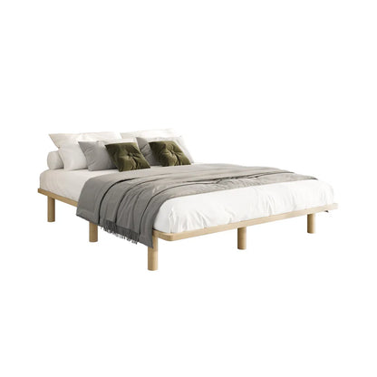 BF-W-C1-Q-WD-AB Oikiture Bed Frame Queen Size Wooden Bed Base Platform Timber