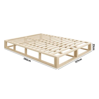 BF-W-C2-D-WD-AB Oikiture Bed Frame Double Size Wooden Bed Base Platform