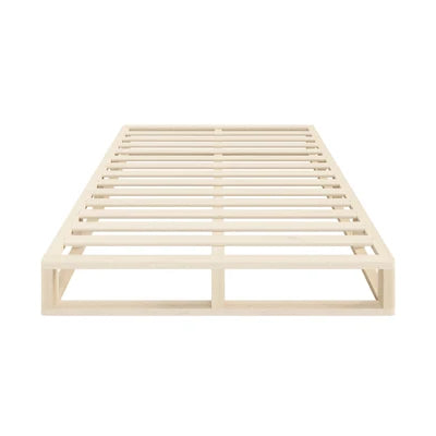 BF-W-C2-KS-WD-AB Oikiture Bed Frame King Single Wooden Bed Base Platform Cage-like Base