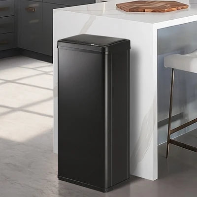 BIN-MT-B1-60L-BK Oikiture 60L Motion Sensor Rubbish Bin Kitchen Waste Can Stainless Steel Black