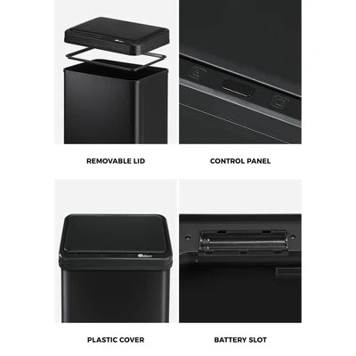 Scratched BIN-MT-B1-60L-BK (No Sensor Function) Oikiture 60L Motion Sensor Rubbish Bin Kitchen Waste Can Stainless Steel Black