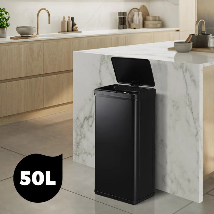 BIN-MT-B1-50L-BK Oikiture 50L Motion Sensor Bin Automatic Rubbish Trash Can Kitchen Black