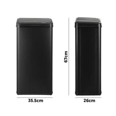 BIN-MT-B1-50L-BK Oikiture 50L Motion Sensor Bin Automatic Rubbish Trash Can Kitchen Black