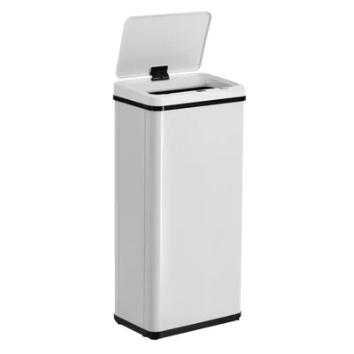 BIN-MT-B1-60L-WH Oikiture 60L Motion Sensor Rubbish Bin Kitchen Waste Can Stainless Steel White