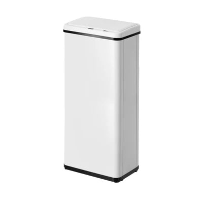 BIN-MT-B1-60L-WH Oikiture 60L Motion Sensor Rubbish Bin Kitchen Waste Can Stainless Steel White