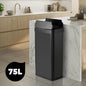 BIN-MT-B3-75L-BK Oikiture 75L Motion Sensor Bin Stainless Steel Automatic Rubbish Trash Can Black