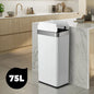 BIN-MT-B3-75L-WH Oikiture 75L Motion Sensor Bin Stainless Steel Automatic Rubbish Trash Can White