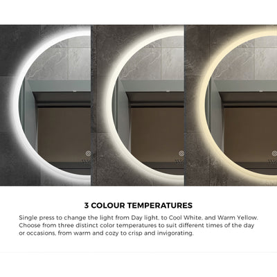 BM-LED-ROUND-80 Welba 80cm LED Round Bathroom Mirror Anti-fog Makeup Wall Mirrors with Light