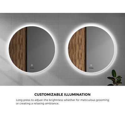 BM-LED-ROUND-80 Welba 80cm LED Round Bathroom Mirror Anti-fog Makeup Wall Mirrors with Light