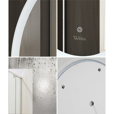 BM-LED-ROUND-80 Welba 80cm LED Round Bathroom Mirror Anti-fog Makeup Wall Mirrors with Light