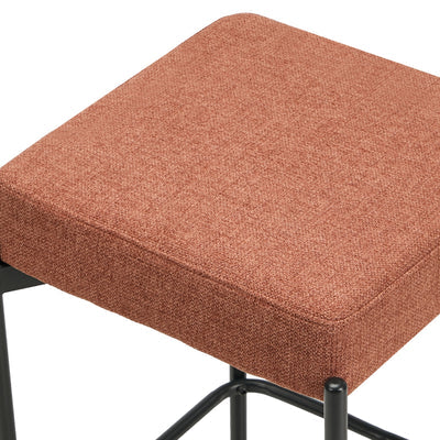 BS-D-KIM-OR-2PC Oikiture 2x Bar Stools Kitchen Counter Dining Chair Linen Seat Metal Orange