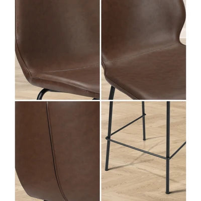 BS-D-RITZ-BR-2PC Oikiture 2x Bar Stools Kitchen Dining Chairs Counter Stool Leather Brown