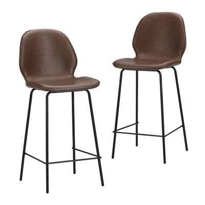 BS-D-RITZ-BR-2PC Oikiture 2x Bar Stools Kitchen Dining Chairs Counter Stool Leather Brown