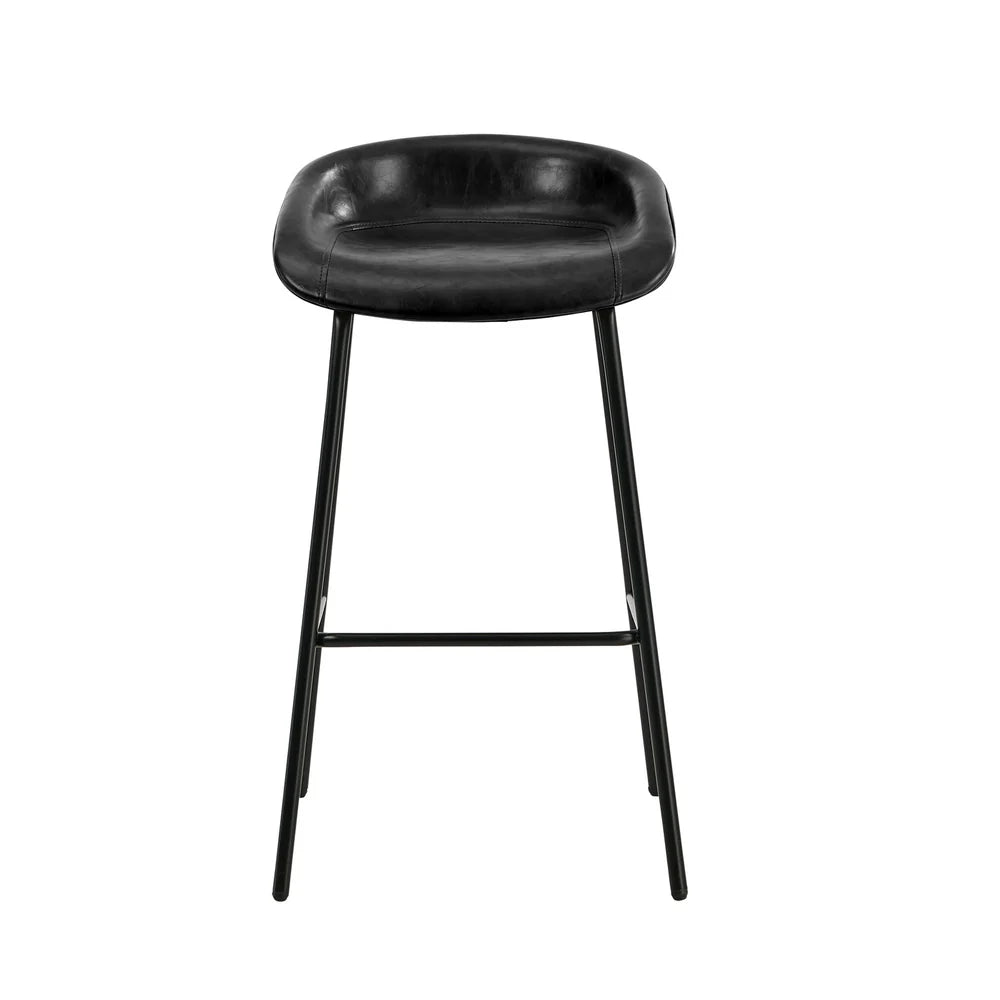 BS-E-CDX-BK-2PC Oikiture 2X Bar Stools Kitchen Dining Chair Metal Counter Stool PU Leather Black