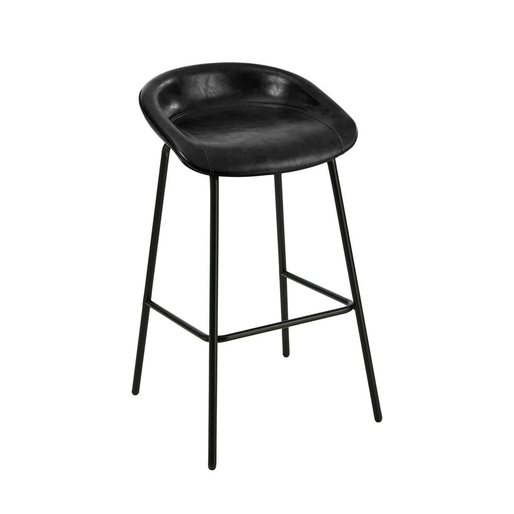 BS-E-CDX-BK-2PC Oikiture 2X Bar Stools Kitchen Dining Chair Metal Counter Stool PU Leather Black
