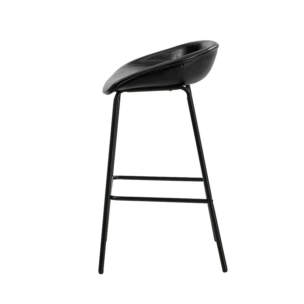 BS-E-CDX-BK-2PC Oikiture 2X Bar Stools Kitchen Dining Chair Metal Counter Stool PU Leather Black