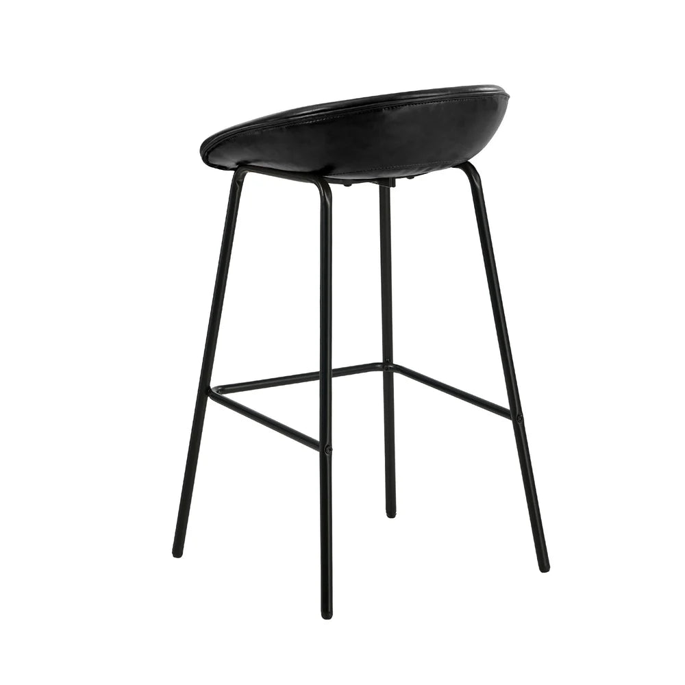BS-E-CDX-BK-2PC Oikiture 2X Bar Stools Kitchen Dining Chair Metal Counter Stool PU Leather Black