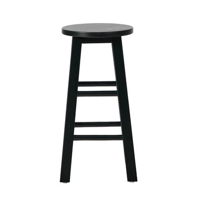 BS-FJ-AURA-BK-2PC Oikiture 2x Bar Stool Kitchen Counter Round Chair Split-Level Footrest Black