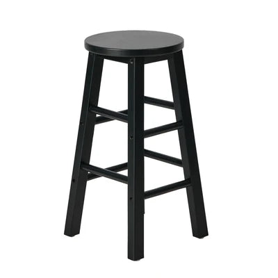 BS-FJ-AURA-BK-2PC Oikiture 2x Bar Stool Kitchen Counter Round Chair Split-Level Footrest Black