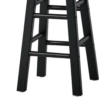BS-FJ-AURA-BK-2PC Oikiture 2x Bar Stool Kitchen Counter Round Chair Split-Level Footrest Black