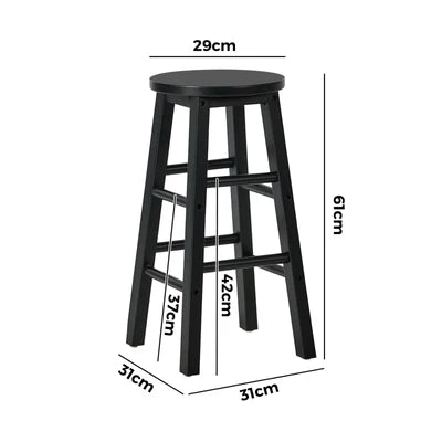 BS-FJ-AURA-BK-2PC Oikiture 2x Bar Stool Kitchen Counter Round Chair Split-Level Footrest Black