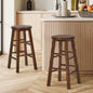 BS-FJ-AURA-WN-2PC Oikiture 2x Bar Stool Kitchen Counter Round Chair Split-Level Footrest Walnut