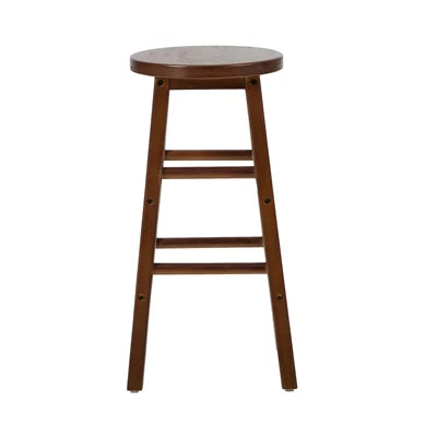BS-FJ-AURA-WN-2PC Oikiture 2x Bar Stool Kitchen Counter Round Chair Split-Level Footrest Walnut