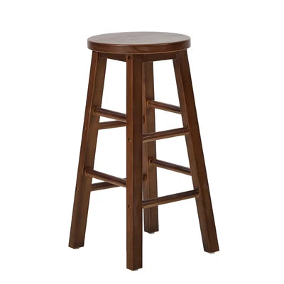 BS-FJ-AURA-WN-2PC Oikiture 2x Bar Stool Kitchen Counter Round Chair Split-Level Footrest Walnut