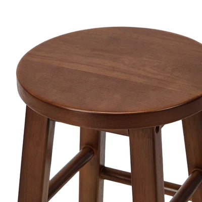 BS-FJ-AURA-WN-2PC Oikiture 2x Bar Stool Kitchen Counter Round Chair Split-Level Footrest Walnut