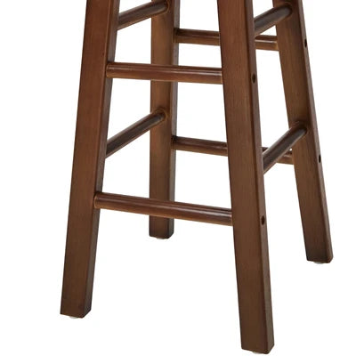 BS-FJ-AURA-WN-2PC Oikiture 2x Bar Stool Kitchen Counter Round Chair Split-Level Footrest Walnut