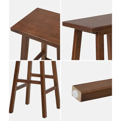 BS-FJ-TERA-WN-2PC Oikiture 2x Bar Stool Kitchen Counter Dining Chair Split-Level Footrest Walnut