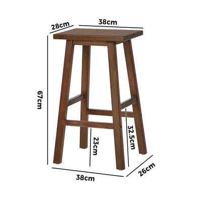 BS-FJ-TERA-WN-2PC Oikiture 2x Bar Stool Kitchen Counter Dining Chair Split-Level Footrest Walnut