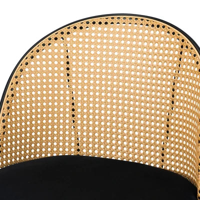 BS-HD-MOC-BK-2PC Oikiture Bar Stools Kitchen Counter Stool Rattan Dining Chair Velvet Black x2