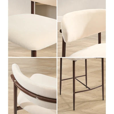 BS-HD-SPA-WNBG-2PC Oikiture 2x Bar Stools Kitchen Stool Counter Chair Boucle Walnut
